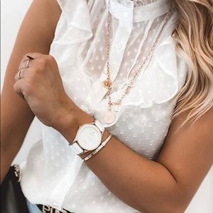 Sleeveless Ruffle Trim Chiffon Blouse